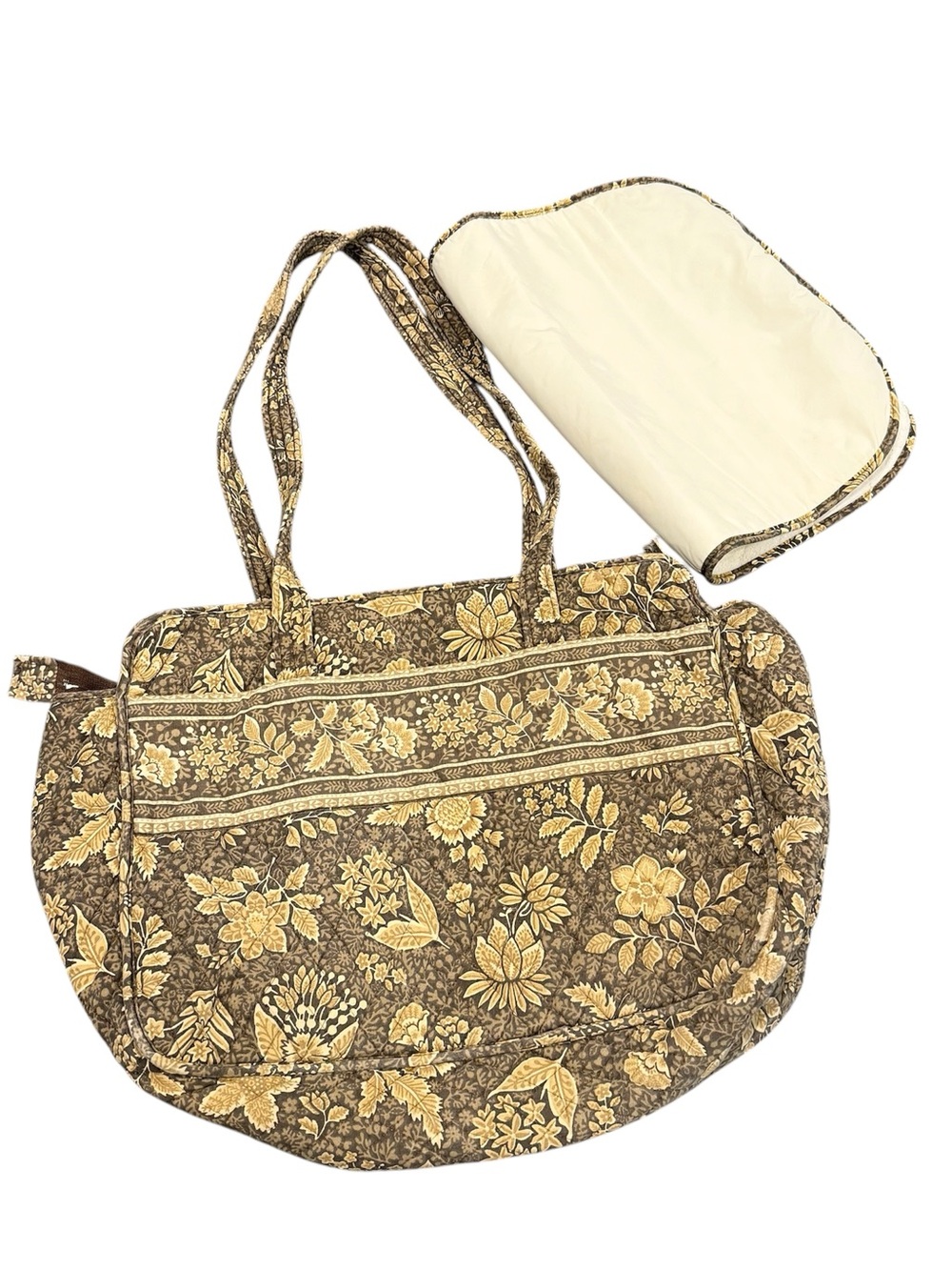 Vintage Vera Bradley Java brown floral leaf diaper bag rare retired changing pad